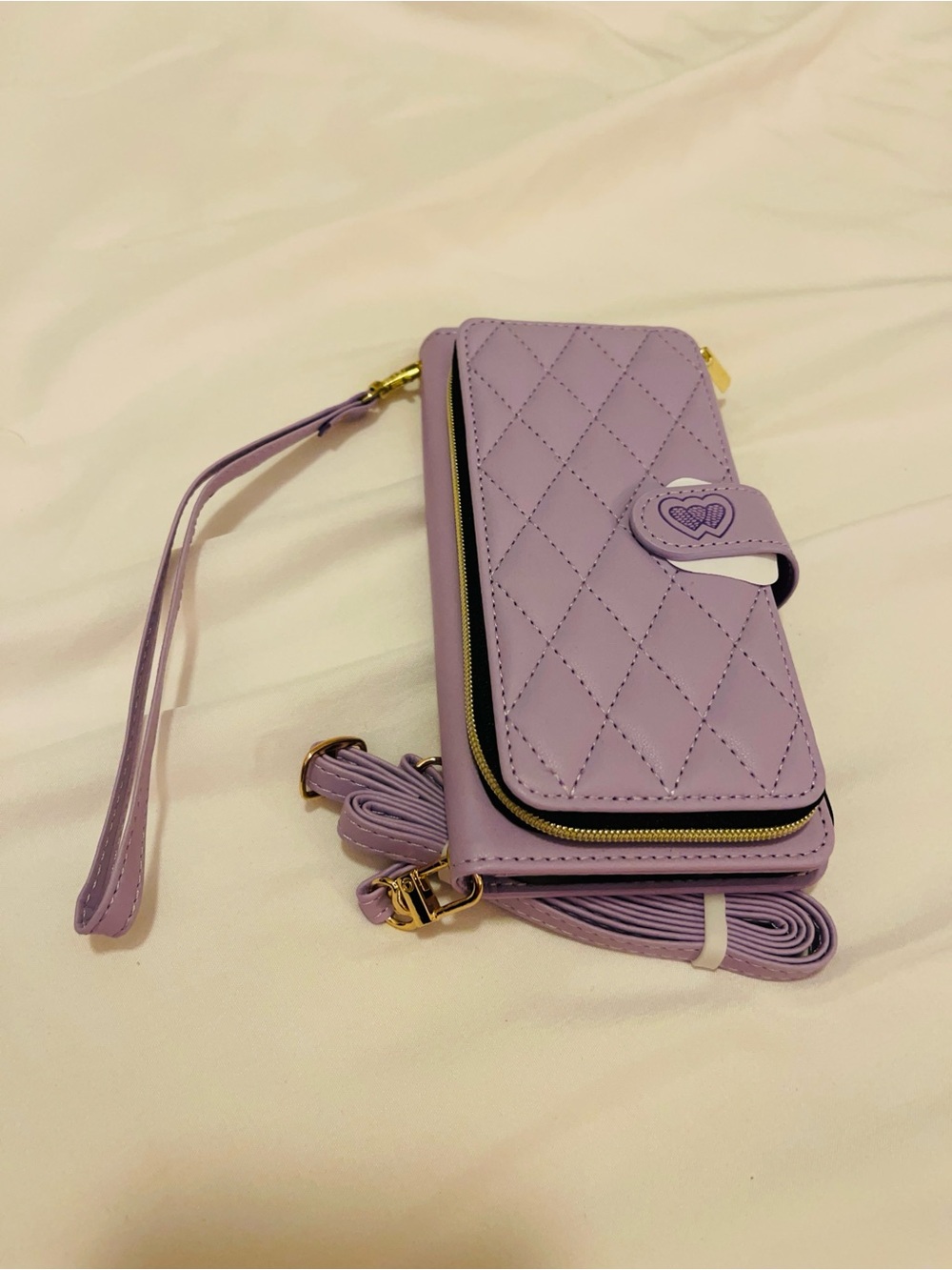 Quilted Lavender Crossbody Wallet Phone Case iPhone 12Pro Max